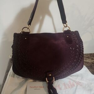 See By Chloe Burgundy Suede/Leather 2way Shoulder Bag NWOT